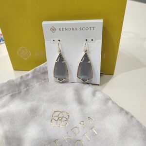 Kendra Scott Silver and Gray Teardrop Earrings